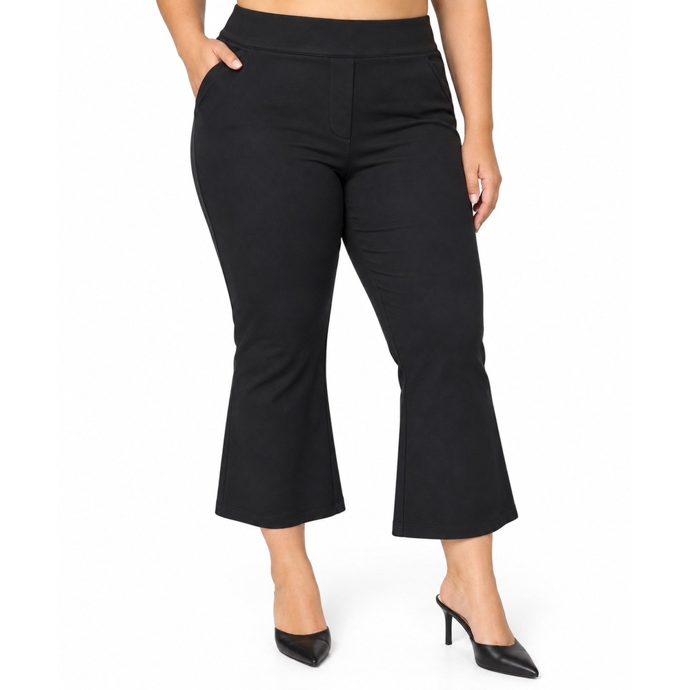 Spanx The Perfect Pant Cropped Flare Black Womens 1X 20386R Tummy Control Ponte